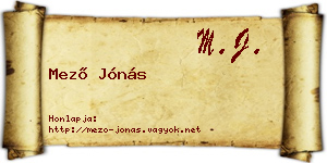 Mező Jónás névjegykártya